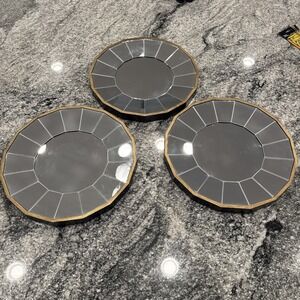 Set Of 3 Pottery Barn Mirror Multi Pane 14" DS/3 SKU‎ #228247 Brown Gold Trim